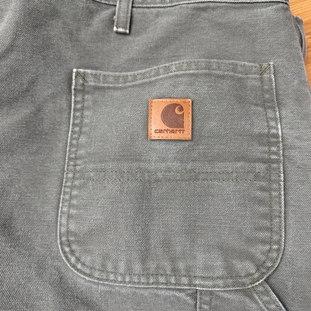 Carhartt Mens Flannel Lined Work Pants 44 x 34 Moss Green Loose Original Fit - Picture 2 of 6